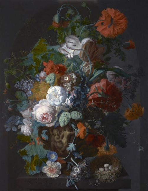 Jan Van Huysum, 1718, Still Life with Bird's Nest