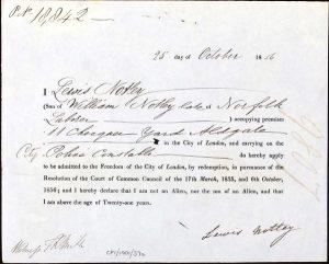 Freedom of the city Lewis Notley FATHER page 1