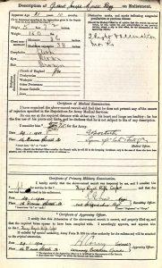 Description of Gilbert Joseph Martin Pegg on Enlistment 29/1/1900