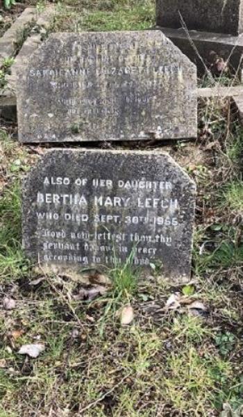 Sarah Leech (buried 1921) headstone