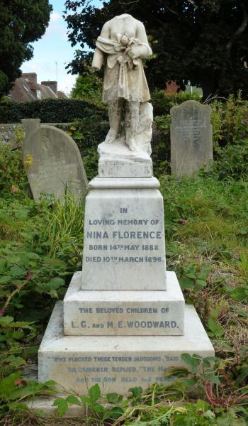 Nina Woodward (buried 1896) headstone